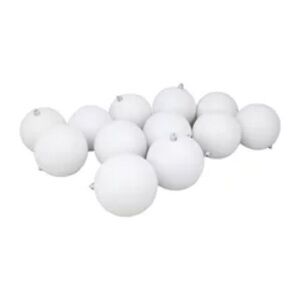 Northlight Shatterproof Winter White Glitter Ornaments 12 Count Plastic NIB